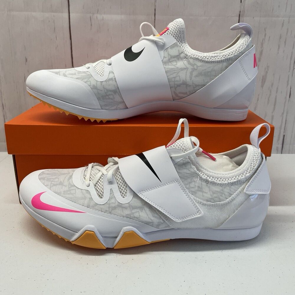 Nike Zoom Pole Vault Elite Track Shoes White Orange Men's Size 14 AA1204-101